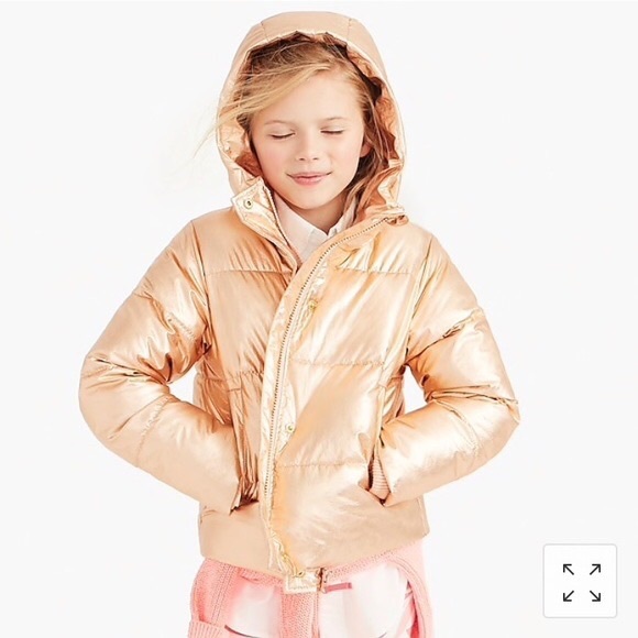 j crew metallic puffer jacket
